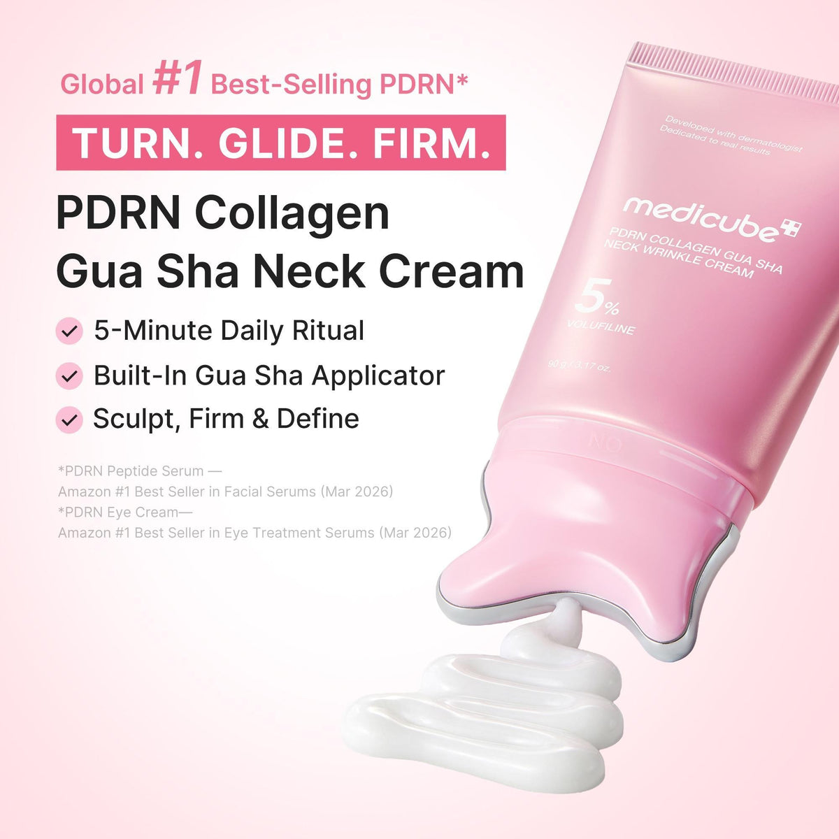 [NEW] [medicube] PDRN Collagen Gua Sha Neck Wrinkle Cream | Built-In Gua Sha Massager with Volufiline 5% + PDRN | Firming, Contour Care for the Look of Fine Lines, Jawline, Neck, Décolleté,Underarms, Chest, Legs, Shoulder | Massage Cream | Korean Skincare